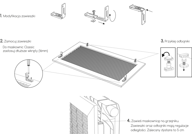 Montaż maskownicy na grzejniku aluminiowym